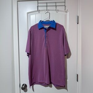 Casual Blue and Red Striped Polo Shirt Medium (Casual, Business, Preppy)